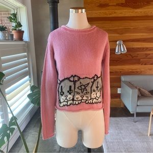 Old Unif pink cat sweater